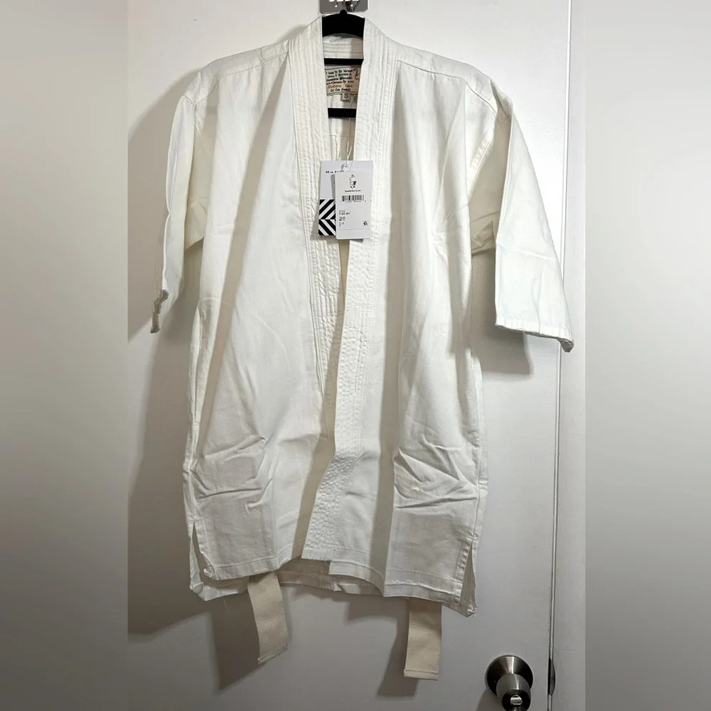 NWT Sandrine Rose White Open Kimono Denim Jacket Size Small